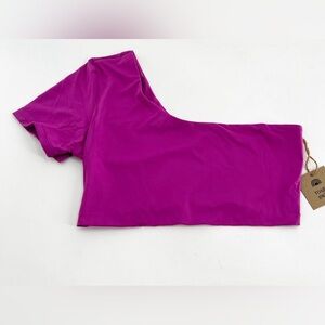 Free People x Toast Swim One Shoulder Crop Top sz MEDIUM